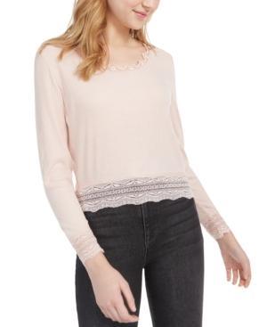 Planet Gold - SolidLace Detail Jewel Neck Blouse