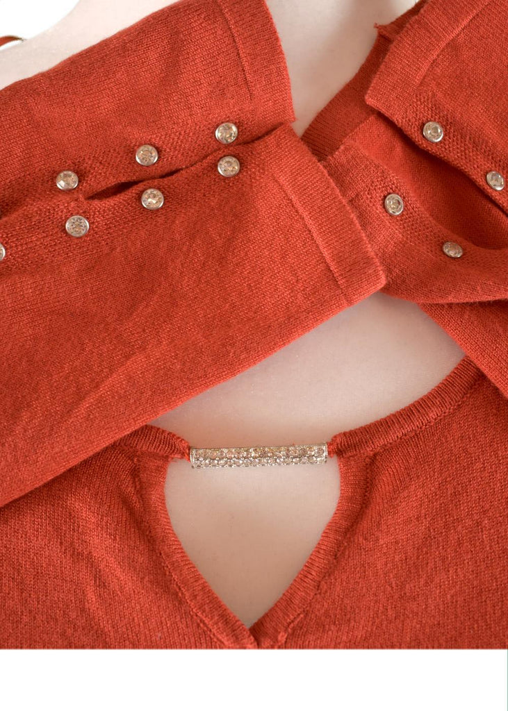 JM Collection -Solid Beaded Keyhole Blouse