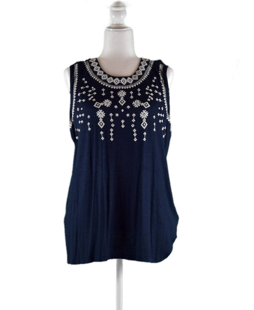 Style & Co - Embroidered Sleeveless Scoop Neck Top