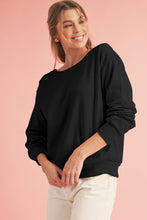 Load image into Gallery viewer, Black Bowknot Plain Round Neck Sweatshirt
