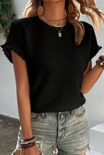 Load image into Gallery viewer, Light Pink Solid Textured Frill Cuffs Short Sleeve Blouse
