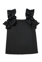 Load image into Gallery viewer, Smoke Green Plain Ruffle Trim Sleeveless Blouse
