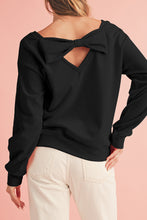 Load image into Gallery viewer, Black Bowknot Plain Round Neck Sweatshirt

