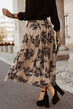 Load image into Gallery viewer, Apricot Floral Leaves Embroidered High Waist Maxi Skirt
