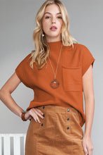 Load image into Gallery viewer, Oatmeal Patch Pocket Ribbed Knit Short Sleeve Sweater
