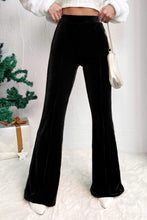Load image into Gallery viewer, Black Solid Color High Waist Corduroy Flare Pants
