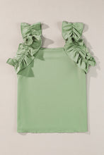 Load image into Gallery viewer, Smoke Green Plain Ruffle Trim Sleeveless Blouse
