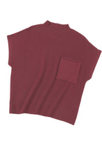 Load image into Gallery viewer, Oatmeal Patch Pocket Ribbed Knit Short Sleeve Sweater
