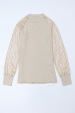 Load image into Gallery viewer, Black Basic Crew Neck Dressy Striped Mesh Long Sleeve Top
