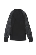 Load image into Gallery viewer, Black Basic Crew Neck Dressy Striped Mesh Long Sleeve Top
