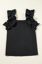 Load image into Gallery viewer, Smoke Green Plain Ruffle Trim Sleeveless Blouse
