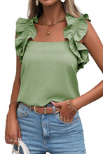 Load image into Gallery viewer, Smoke Green Plain Ruffle Trim Sleeveless Blouse
