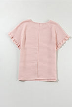 Load image into Gallery viewer, Light Pink Solid Textured Frill Cuffs Short Sleeve Blouse
