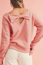 Load image into Gallery viewer, Black Bowknot Plain Round Neck Sweatshirt
