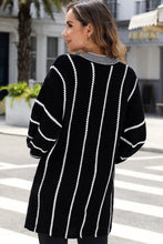 Load image into Gallery viewer, Black Contrast V Neck Loose Tunic Sweater

