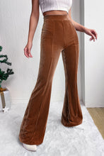 Load image into Gallery viewer, Black Solid Color High Waist Corduroy Flare Pants
