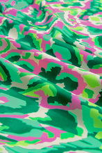 Load image into Gallery viewer, Green Abstract Print Frill Split Neck Ruffle Sleeveless Top
