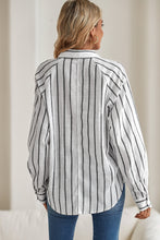 Load image into Gallery viewer, Black Stripe Chest Pocket Buttoned Oversized Shirt
