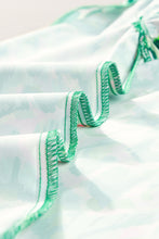 Load image into Gallery viewer, Green Abstract Print Frill Split Neck Ruffle Sleeveless Top

