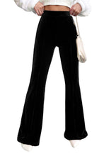 Load image into Gallery viewer, Black Solid Color High Waist Corduroy Flare Pants

