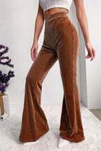 Load image into Gallery viewer, Black Solid Color High Waist Corduroy Flare Pants
