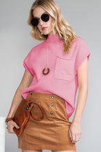 Load image into Gallery viewer, Oatmeal Patch Pocket Ribbed Knit Short Sleeve Sweater
