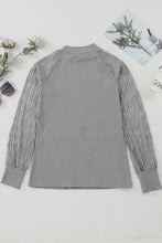 Load image into Gallery viewer, Black Basic Crew Neck Dressy Striped Mesh Long Sleeve Top
