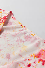 Load image into Gallery viewer, Pink Floral Print V-Neck Lantern Sleeve Blouse
