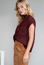 Load image into Gallery viewer, Oatmeal Patch Pocket Ribbed Knit Short Sleeve Sweater
