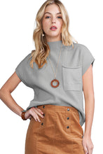 Load image into Gallery viewer, Oatmeal Patch Pocket Ribbed Knit Short Sleeve Sweater
