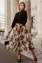 Load image into Gallery viewer, Apricot Floral Leaves Embroidered High Waist Maxi Skirt
