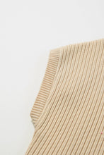 Load image into Gallery viewer, Oatmeal Patch Pocket Ribbed Knit Short Sleeve Sweater

