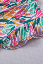 Load image into Gallery viewer, Rose Red Abstract Print Ruffled Flutter Shoulder Blouse

