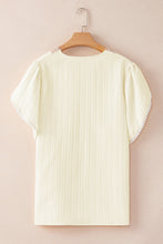 Load image into Gallery viewer, Beige Contrast Guipure Lace Petal Sleeve Plus Size Blouse
