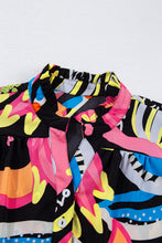 Load image into Gallery viewer, Green Abstract Print Ruffled Sleeve Buttoned V Neck Blouse
