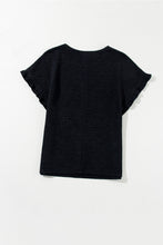 Load image into Gallery viewer, Light Pink Solid Textured Frill Cuffs Short Sleeve Blouse
