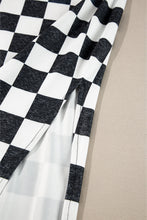 Load image into Gallery viewer, White Checkered Print Side Slit Slim Fit Midi Skirt
