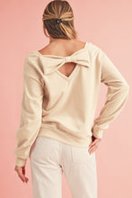 Load image into Gallery viewer, Black Bowknot Plain Round Neck Sweatshirt
