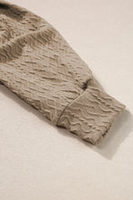 Load image into Gallery viewer, Taupe Textured Ruched Puff Sleeve Mock Neck Top
