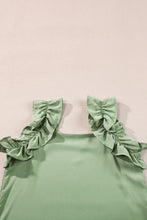 Load image into Gallery viewer, Smoke Green Plain Ruffle Trim Sleeveless Blouse
