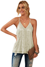 Load image into Gallery viewer, Black Sexy Contrast Spaghetti Strap Sequin Camisole
