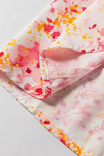 Load image into Gallery viewer, Pink Floral Print V-Neck Lantern Sleeve Blouse
