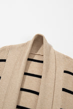 Load image into Gallery viewer, Black Stripe Side Pockets Open Front Cardigan
