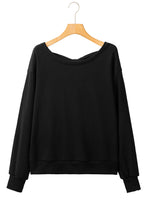 Load image into Gallery viewer, Black Bowknot Plain Round Neck Sweatshirt
