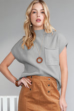Load image into Gallery viewer, Oatmeal Patch Pocket Ribbed Knit Short Sleeve Sweater
