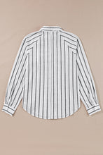 Load image into Gallery viewer, Black Stripe Chest Pocket Buttoned Oversized Shirt
