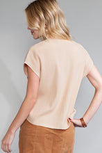 Load image into Gallery viewer, Oatmeal Patch Pocket Ribbed Knit Short Sleeve Sweater
