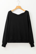 Load image into Gallery viewer, Black Bowknot Plain Round Neck Sweatshirt
