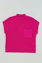 Load image into Gallery viewer, Oatmeal Patch Pocket Ribbed Knit Short Sleeve Sweater
