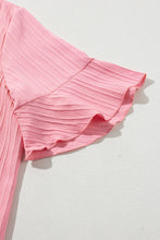 Load image into Gallery viewer, Peach Blossom Solid Color Textured V Neck Short Sleeve Plus Size Blouse
